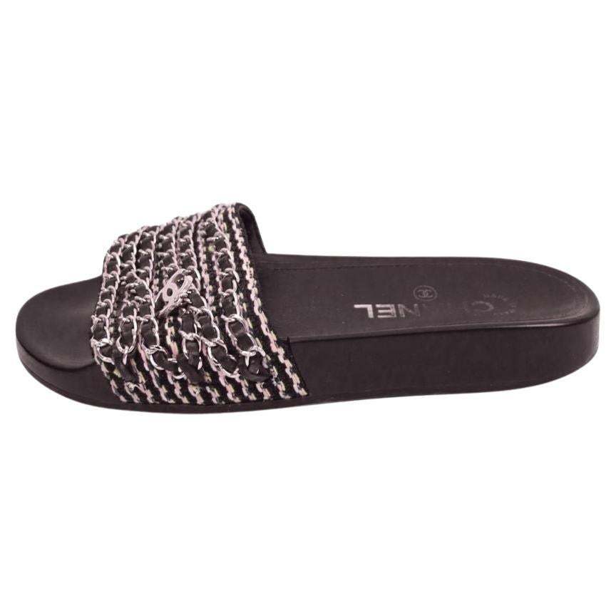 Sandali Chanel in tweed nero - EU 36