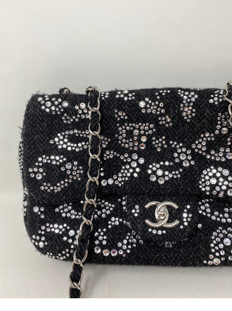 Chanel Black Tweed Swarovsky Crystal Flap Bag at 1stDibs