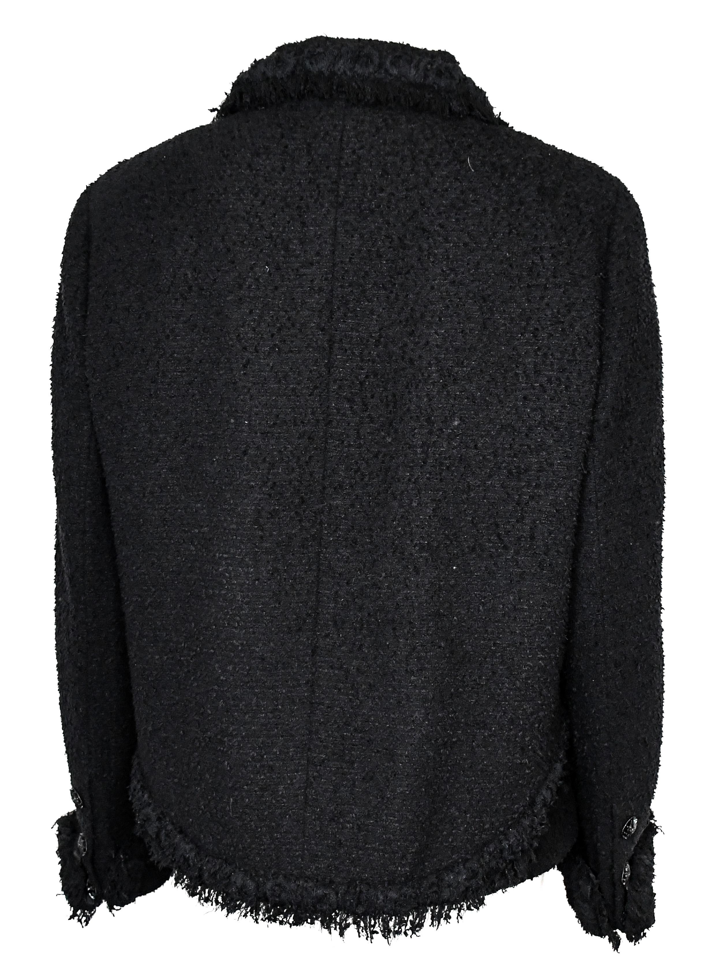 Chanel Black Tweed Top with Jacket Overlay 2008 Runway Collection 44 In Excellent Condition In Palm Beach, FL