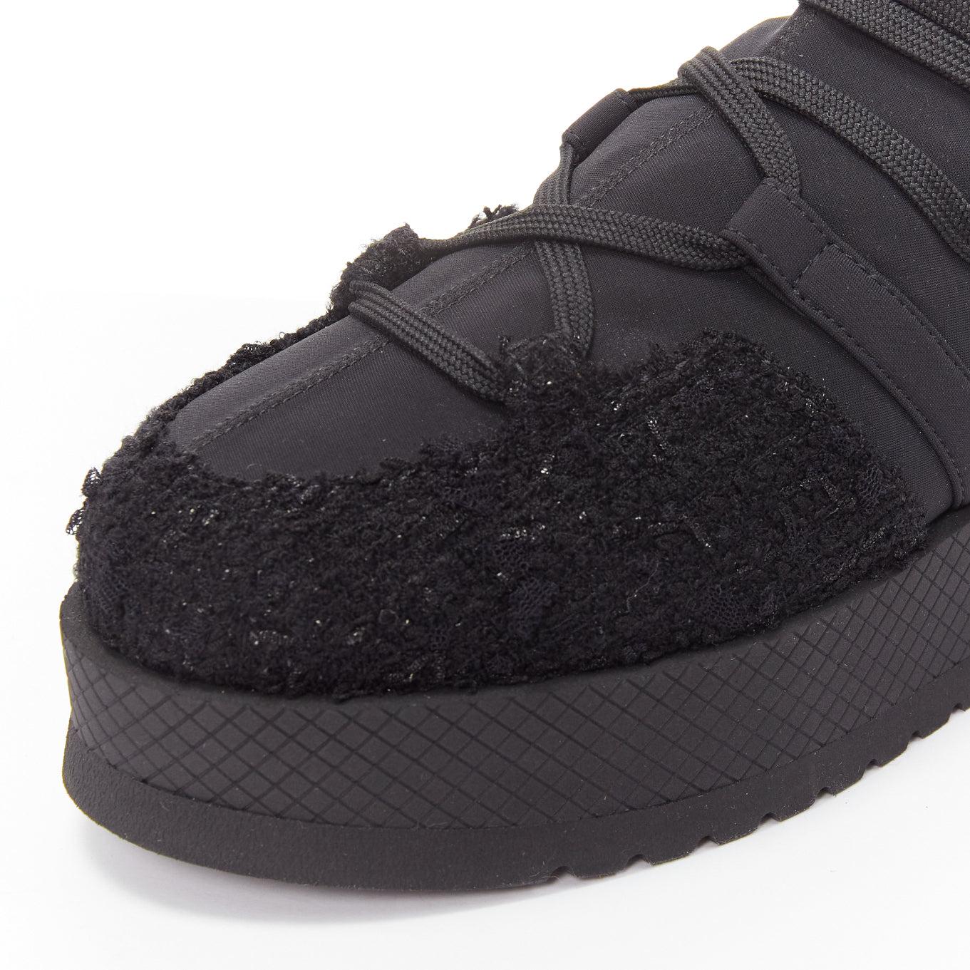 CHANEL black tweed trim nylon rubber platform CC charm show snow boot EU37 3