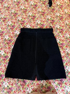 Chanel Black tweed zipper skirt