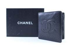 Chanel Black (Ultra Rare) Caviar Bifold Square 225843 Wallet