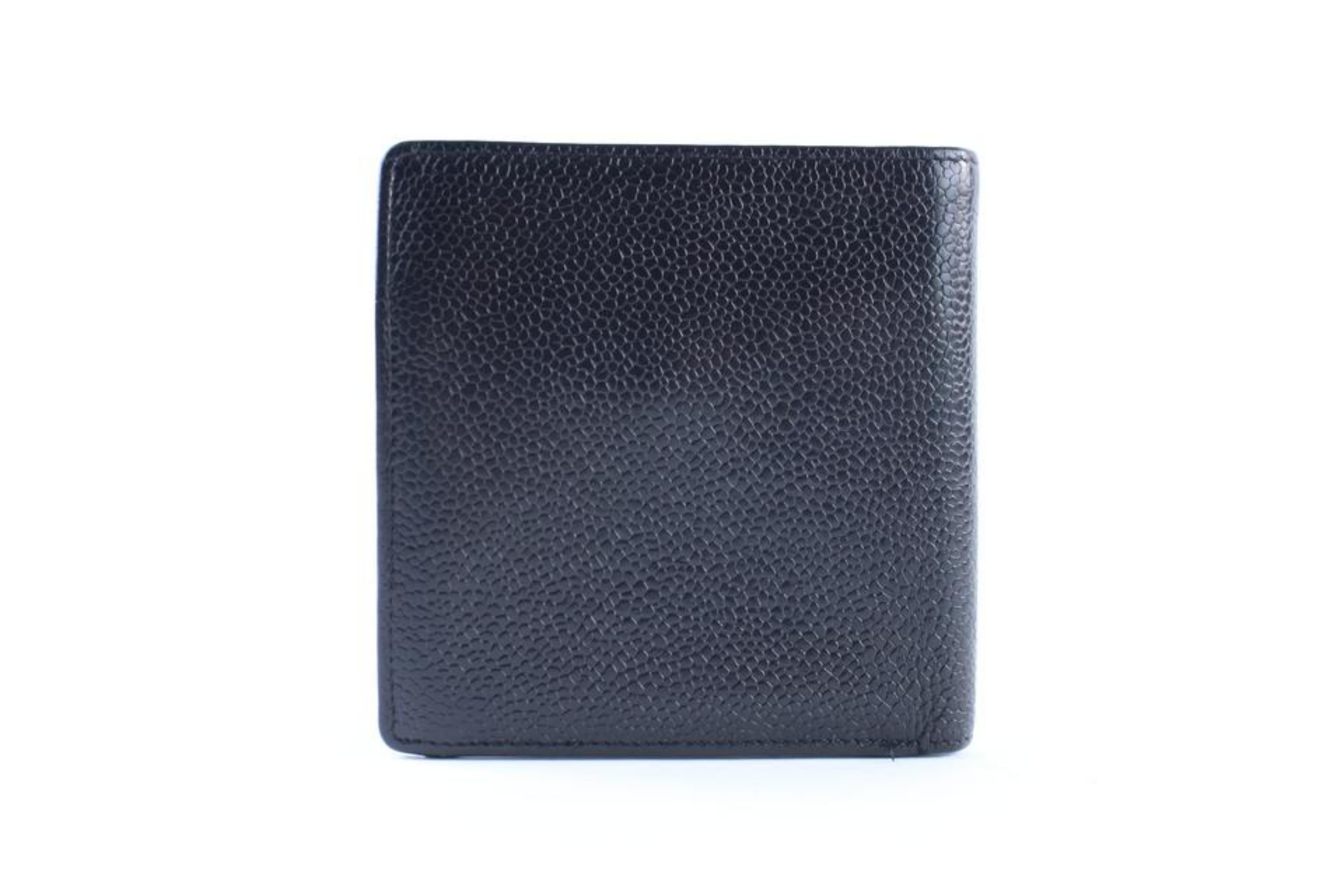 Chanel Black (Ultra Rare) Caviar Bifold Square 225843 Wallet For Sale 2