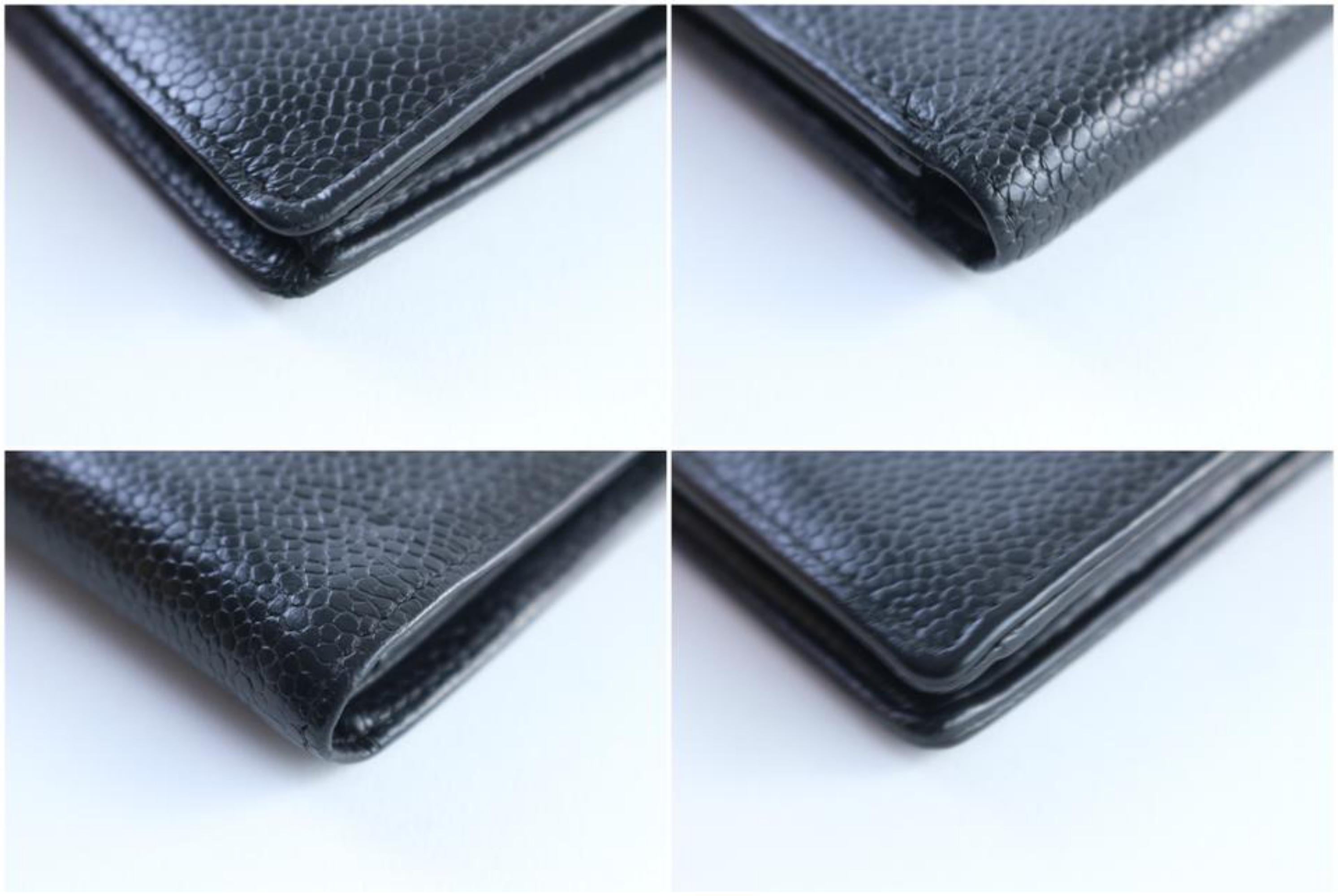 Chanel Black (Ultra Rare) Caviar Bifold Square 225843 Wallet For Sale 3