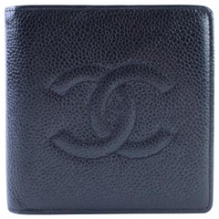 Chanel Black (Ultra Rare) Caviar Bifold Square 225843 Wallet
