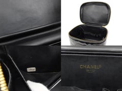 Chanel Black Vanity Case Extra Large Patent Tote 226581 Cosmetic Bag