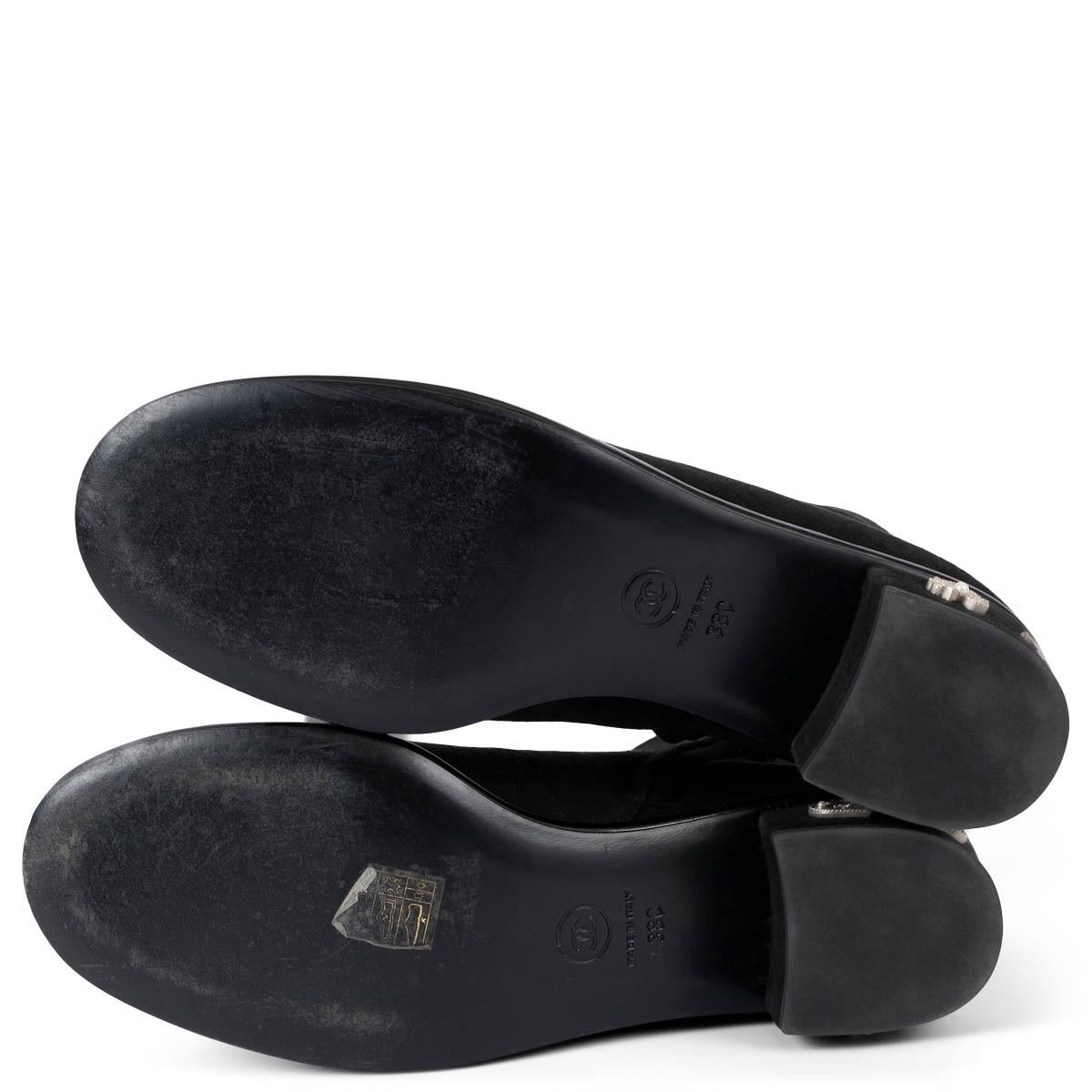 CHANEL black velvet 2017 17K CHARM HEEL Ankle Boots Shoes 38 For Sale 4