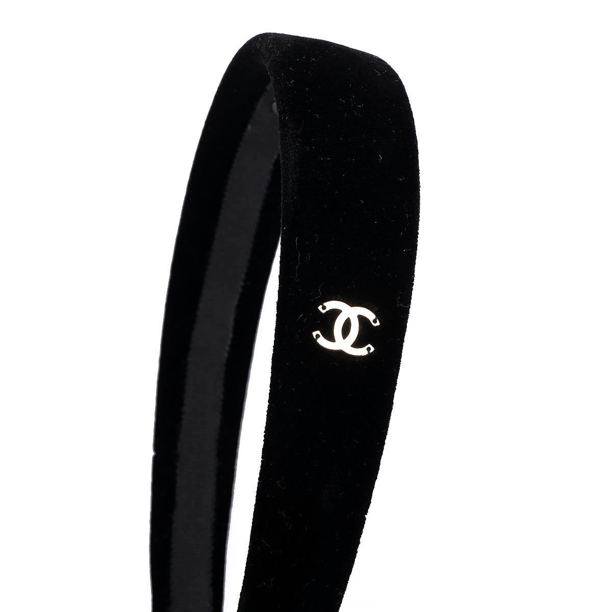 Women's CHANEL black velvet 2022 22B Headband Hat