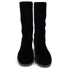 CHANEL black velvet 21A CHATEAU DES DAMES Boots Shoes 39