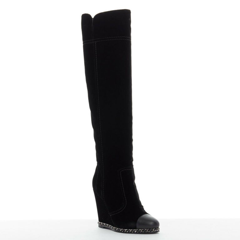 Velvet riding boots Chanel Black size 41 EU in Velvet - 36782164