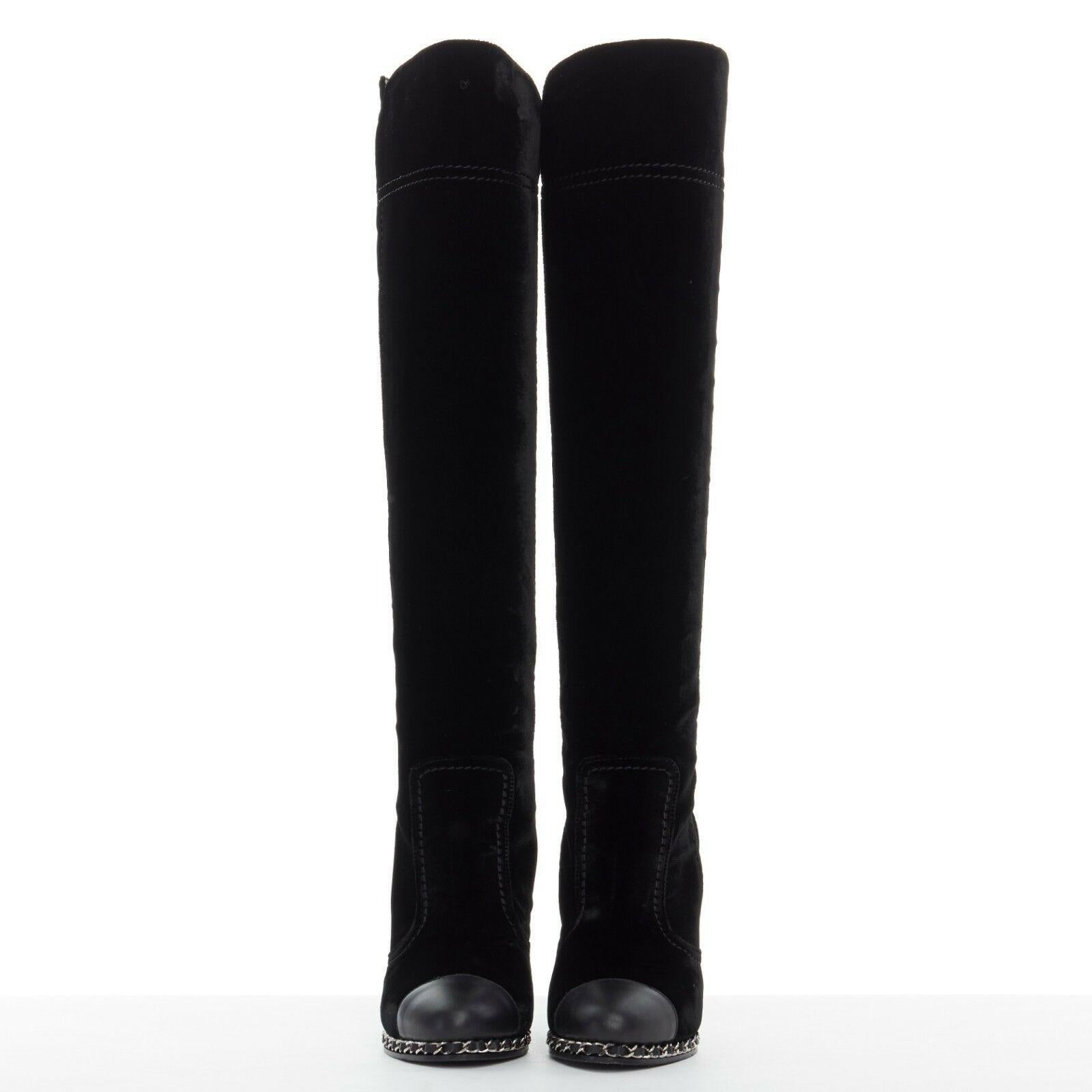 chanel velvet boots