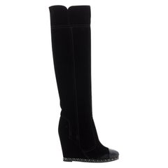 Velvet riding boots Chanel Black size 41 EU in Velvet - 36782164