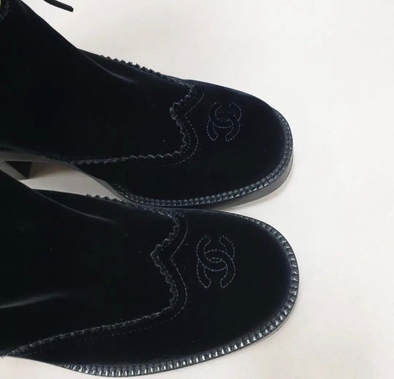Chanel Black Velvet Boots  1