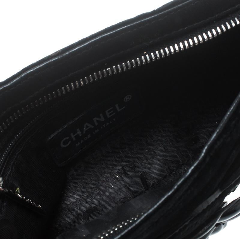 Chanel Black Velvet Camellia No. 5 Pochette Shoulder Bag 5