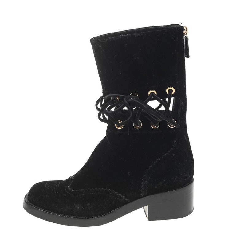 chanel velvet boots