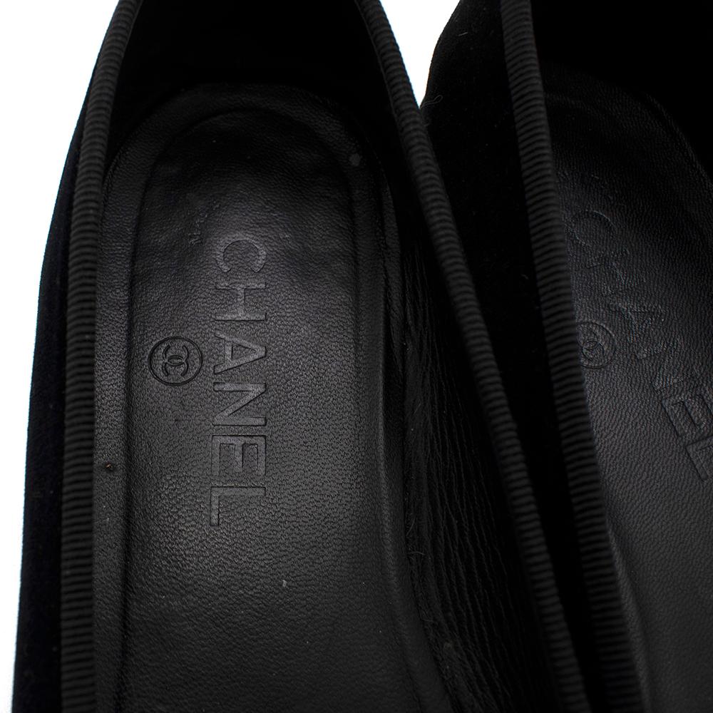 Chanel Black Velvet CC Ballerinas - Size 39 3