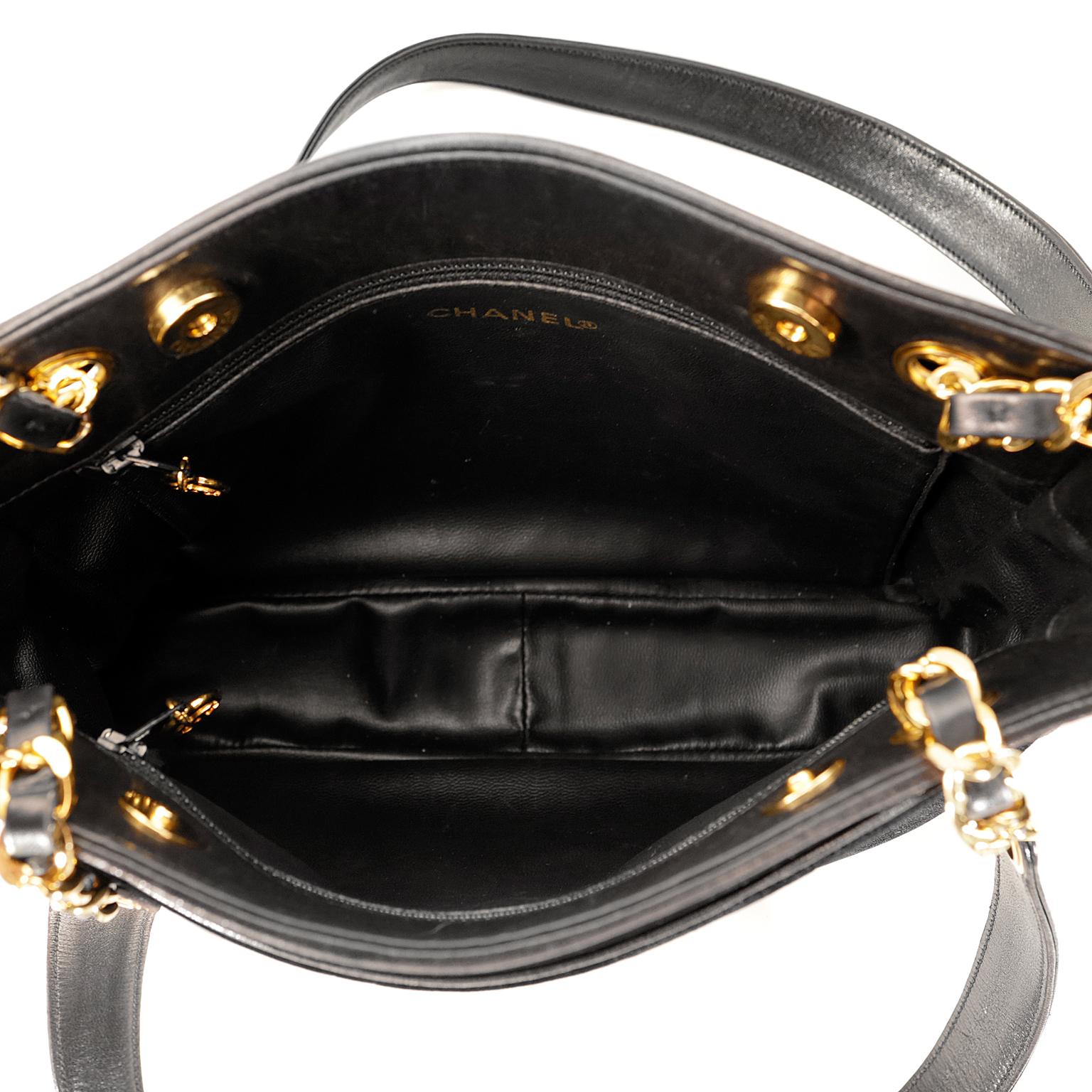 Chanel Black Velvet CC Vintage Tote at 1stDibs