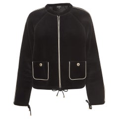 Chanel Black Velvet Contrast Trim Crop Jacket M