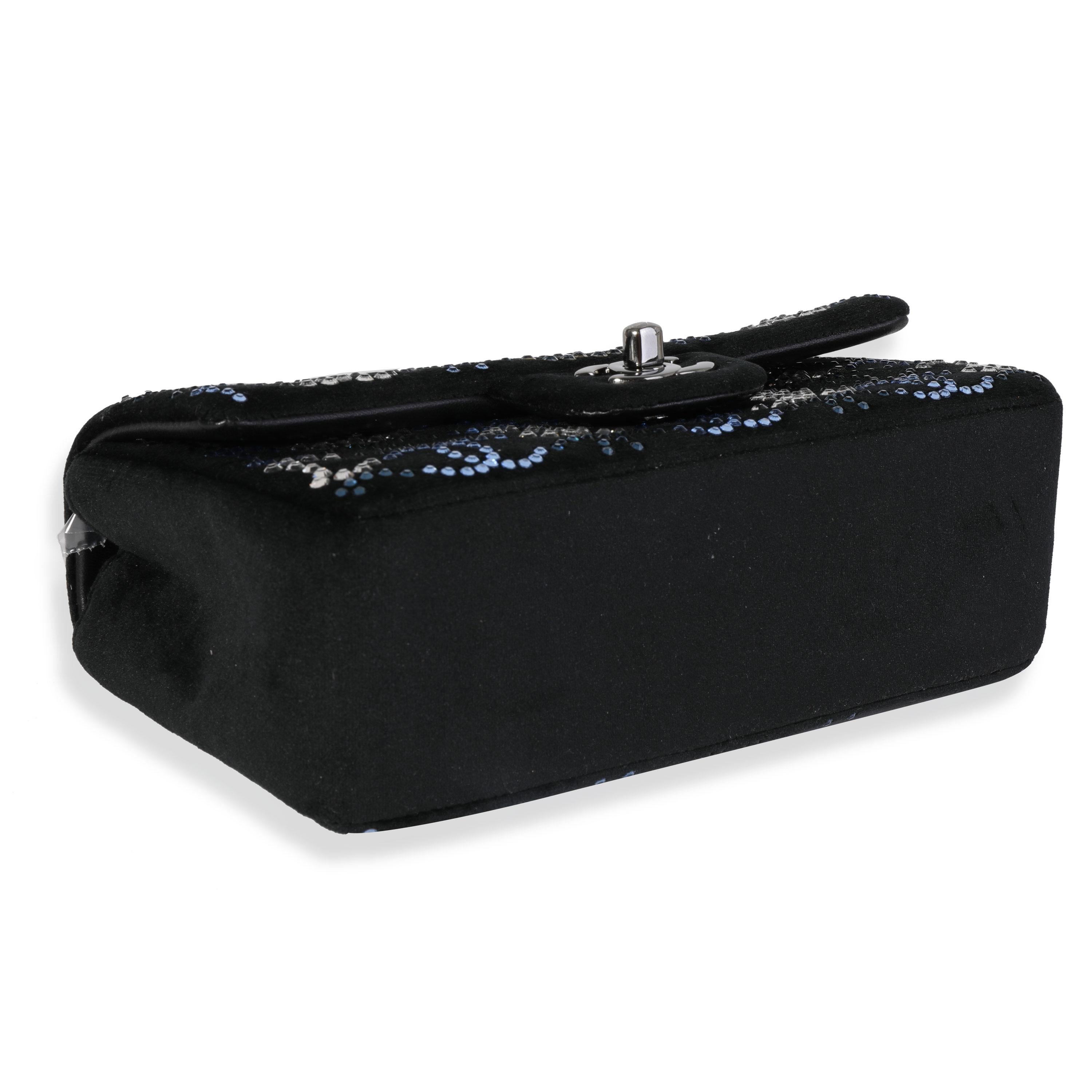 Chanel Black Velvet & Crystal CC Mini Rectangular Flap Bag 2