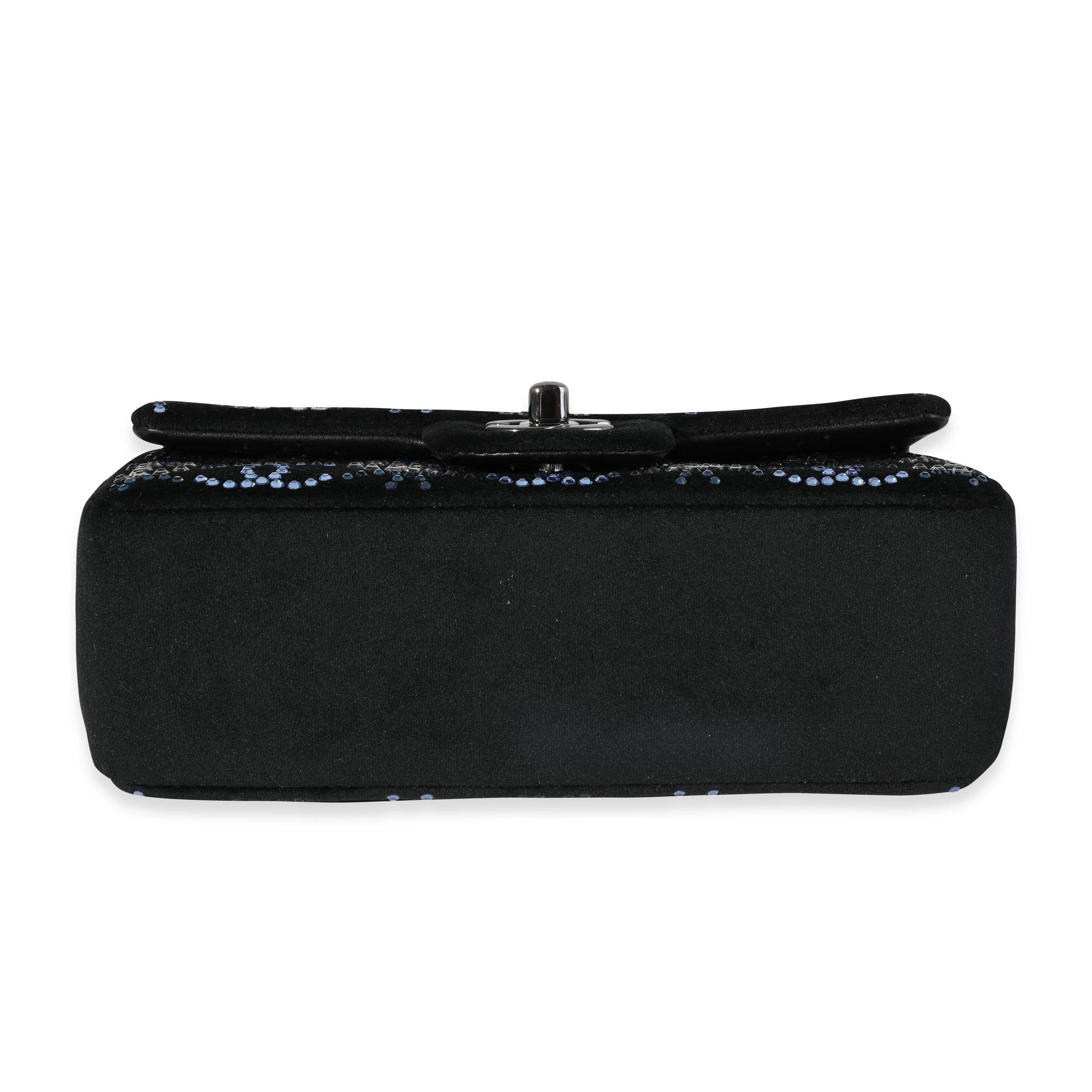 Chanel Black Velvet & Crystal CC Mini Rectangular Flap Bag 3