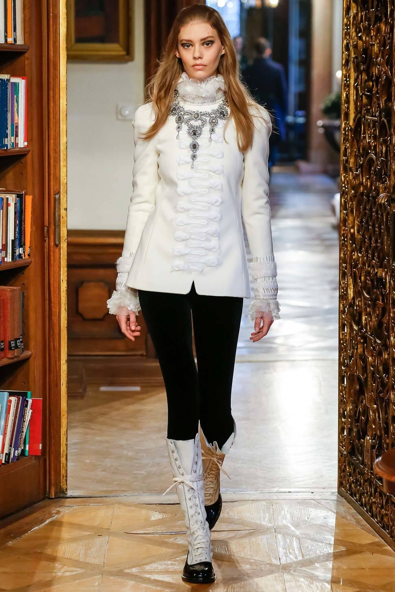 Chanel Black Velvet Crystal Logo CC Footed Leggings Pants with Coco Chanel 3