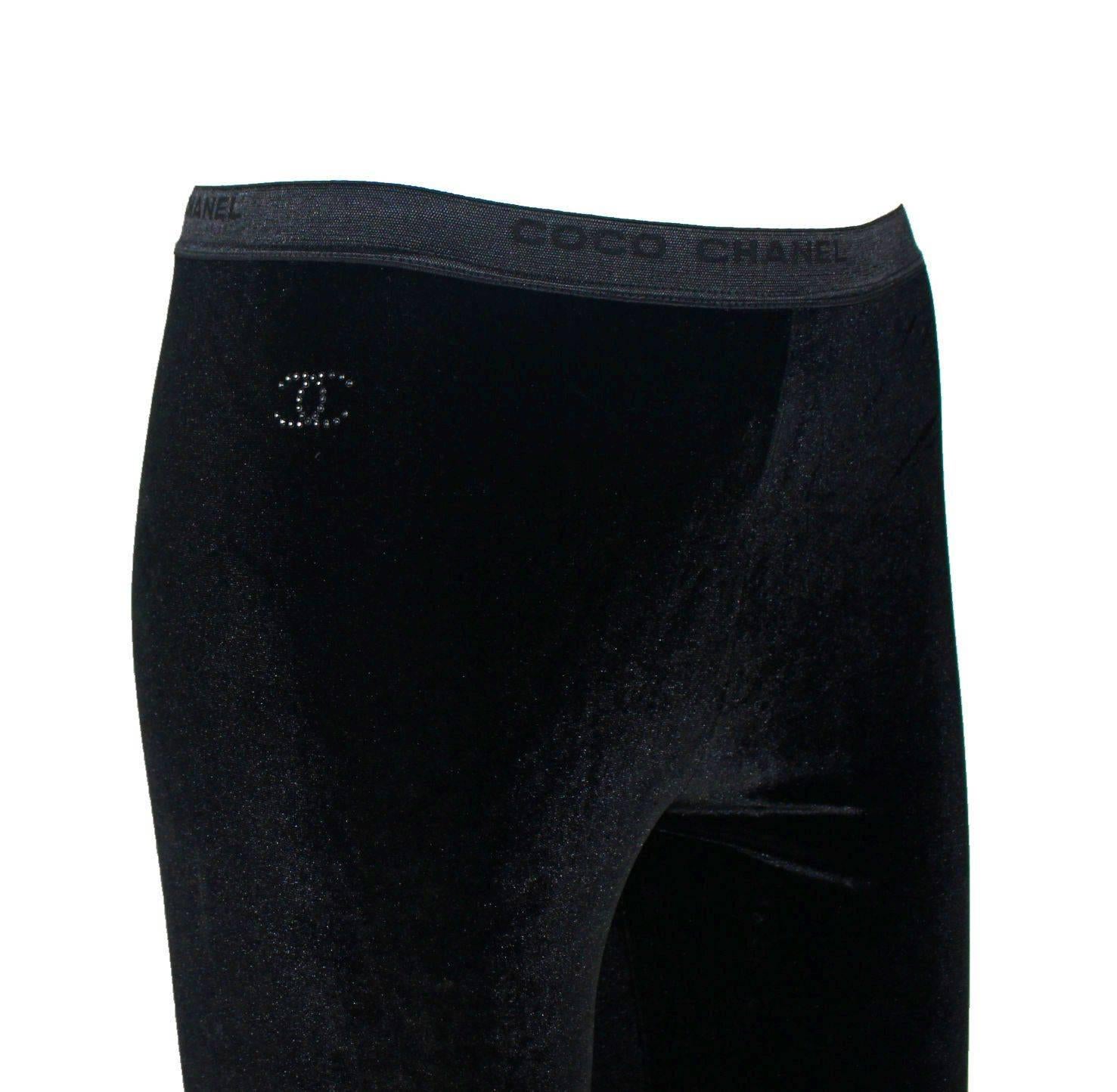 chanel footed leggings