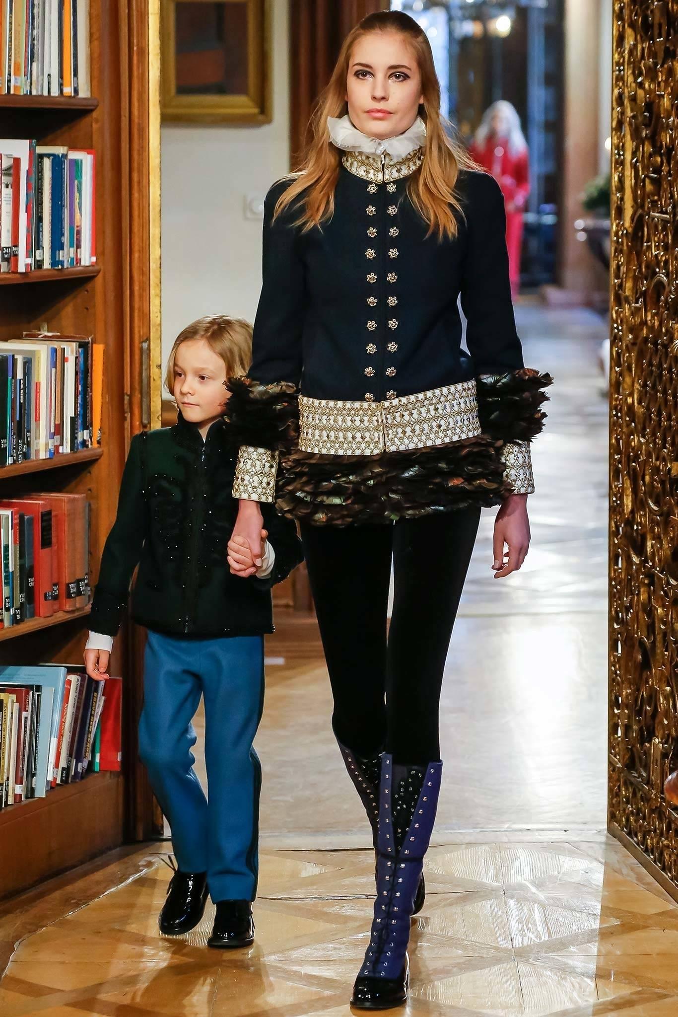 Chanel Black Velvet Crystal Logo CC Footed Leggings Pants with Coco Chanel 1