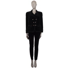 CHANEL black velvet Double-Breasted Blazer Jacket 48 XXXL