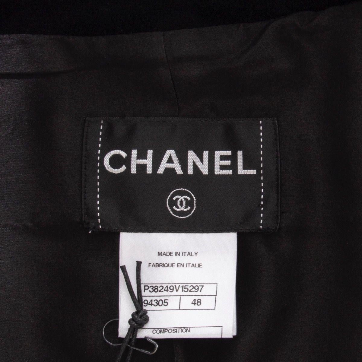 Black CHANEL black velvet Double-Breasted Blazer Jacket 48 XXXL