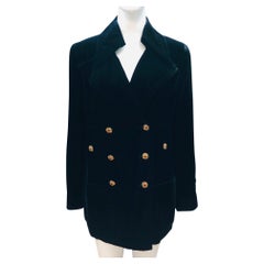 Chanel Black Velvet Double Breasted Gripoix Buttons Jacket 