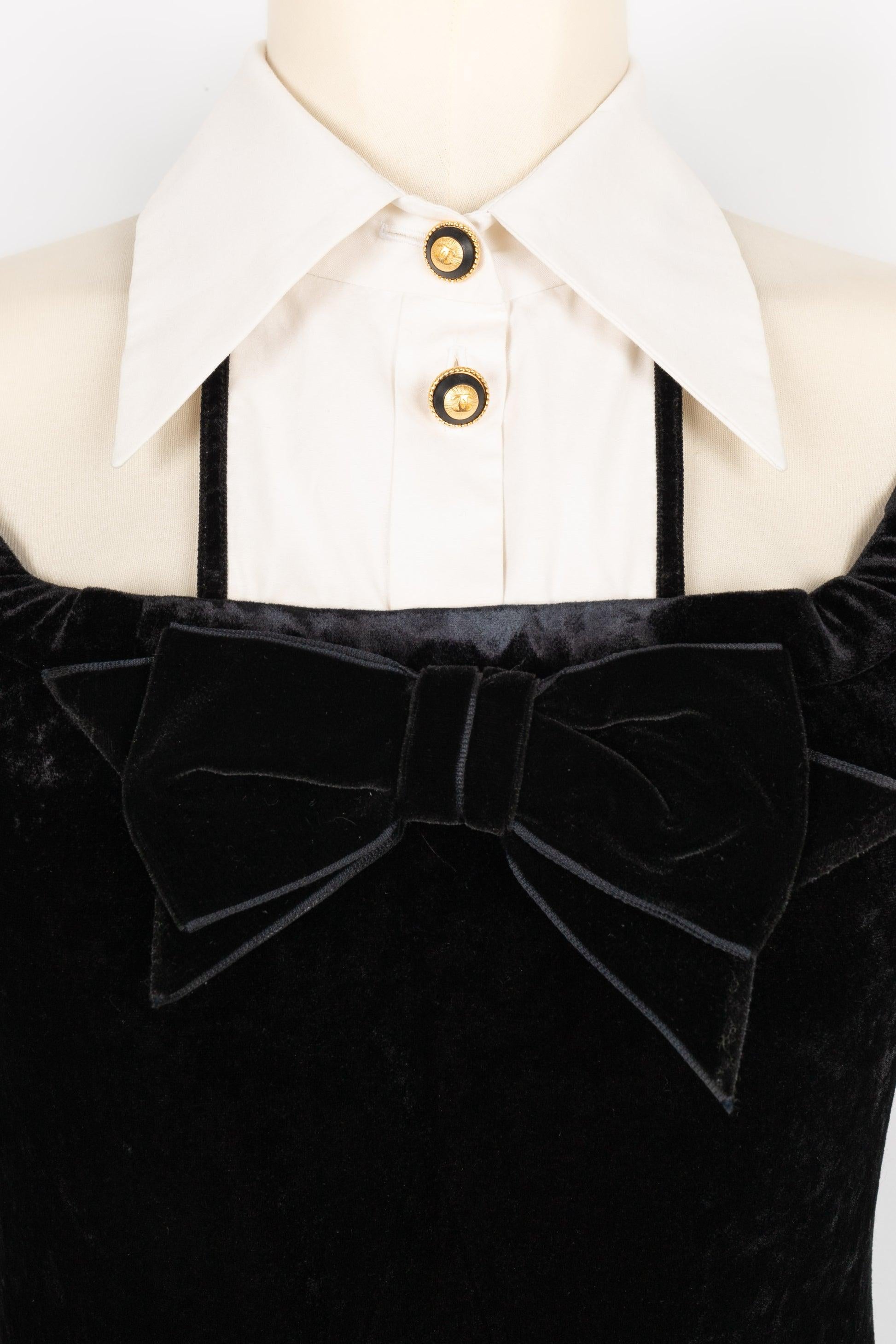 Chanel Black Velvet Dress with a White Collar, Fall 1993 1