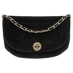 CHANEL Black Velvet Evening Bag 