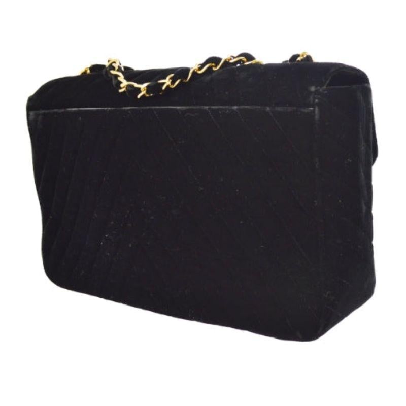 Women's CHANEL Black Velvet Gold Hardware Maxi Evening Shoulder Flap Bag For Sale