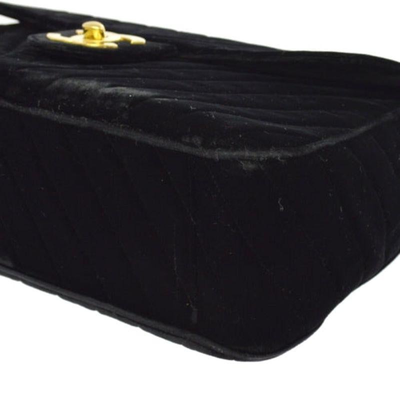 CHANEL Black Velvet Gold Hardware Maxi Evening Shoulder Flap Bag 1