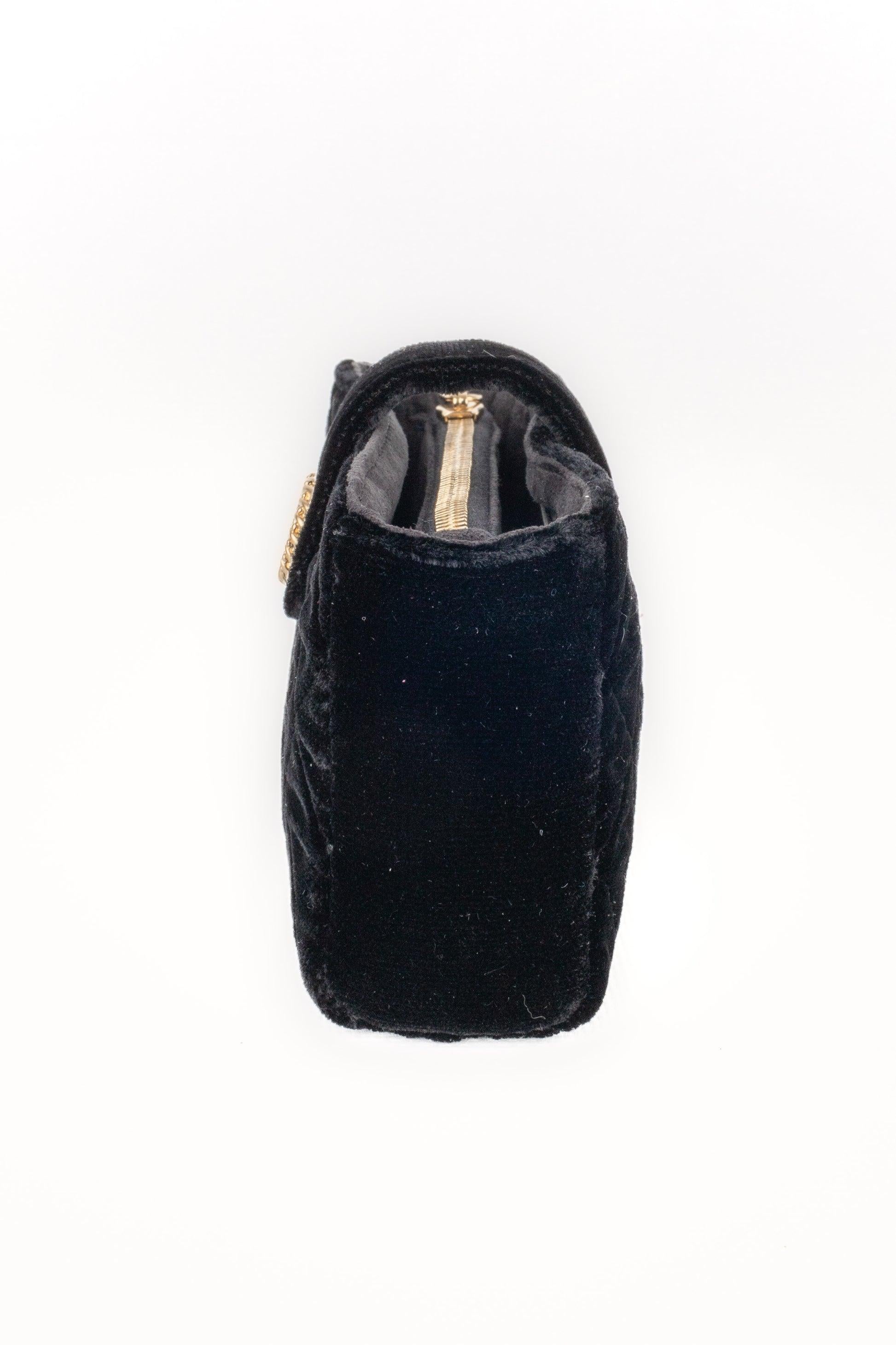 Women's Chanel Black Velvet Handbag with Charm