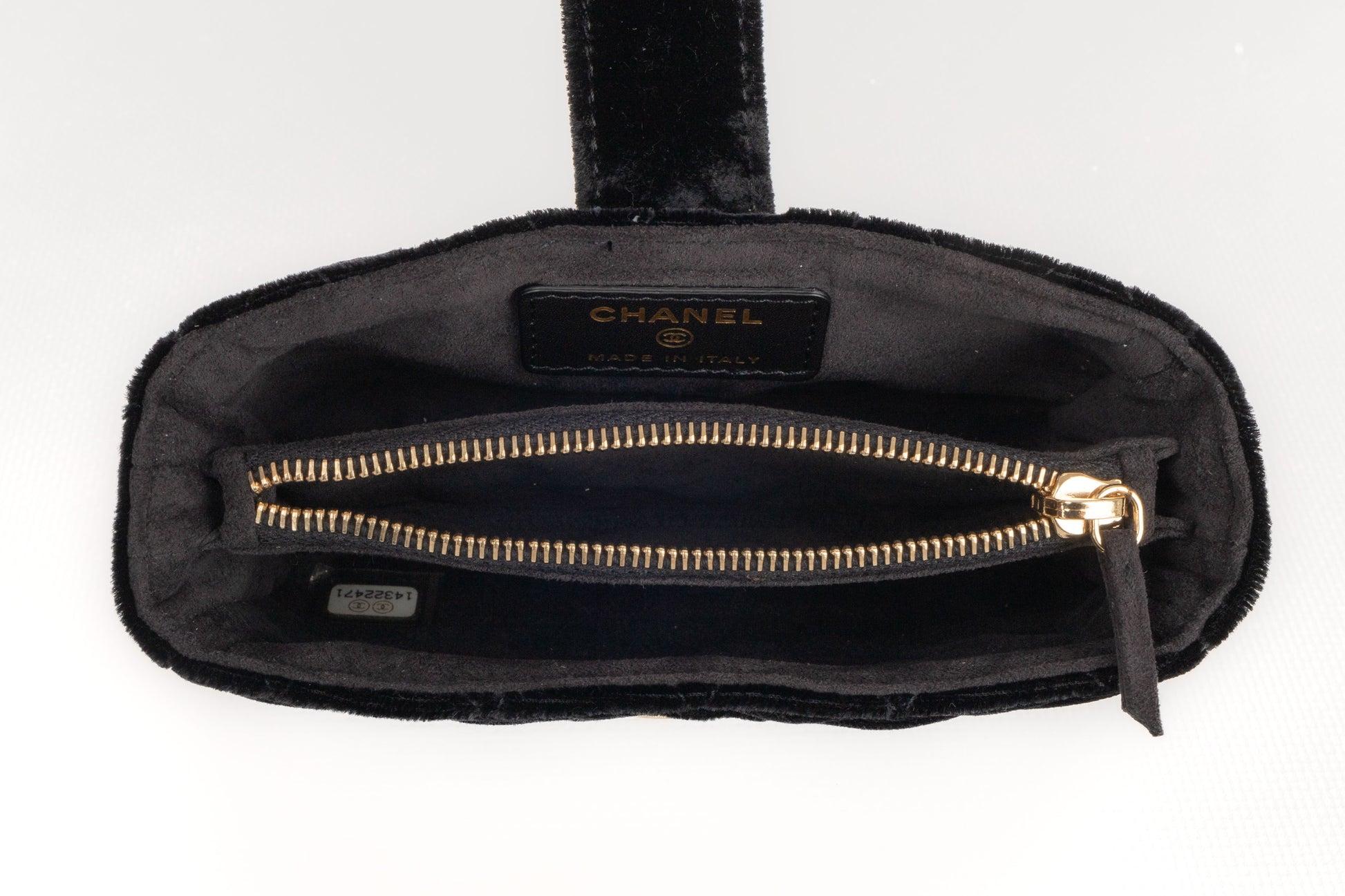 Chanel Black Velvet Handbag with Charm 2