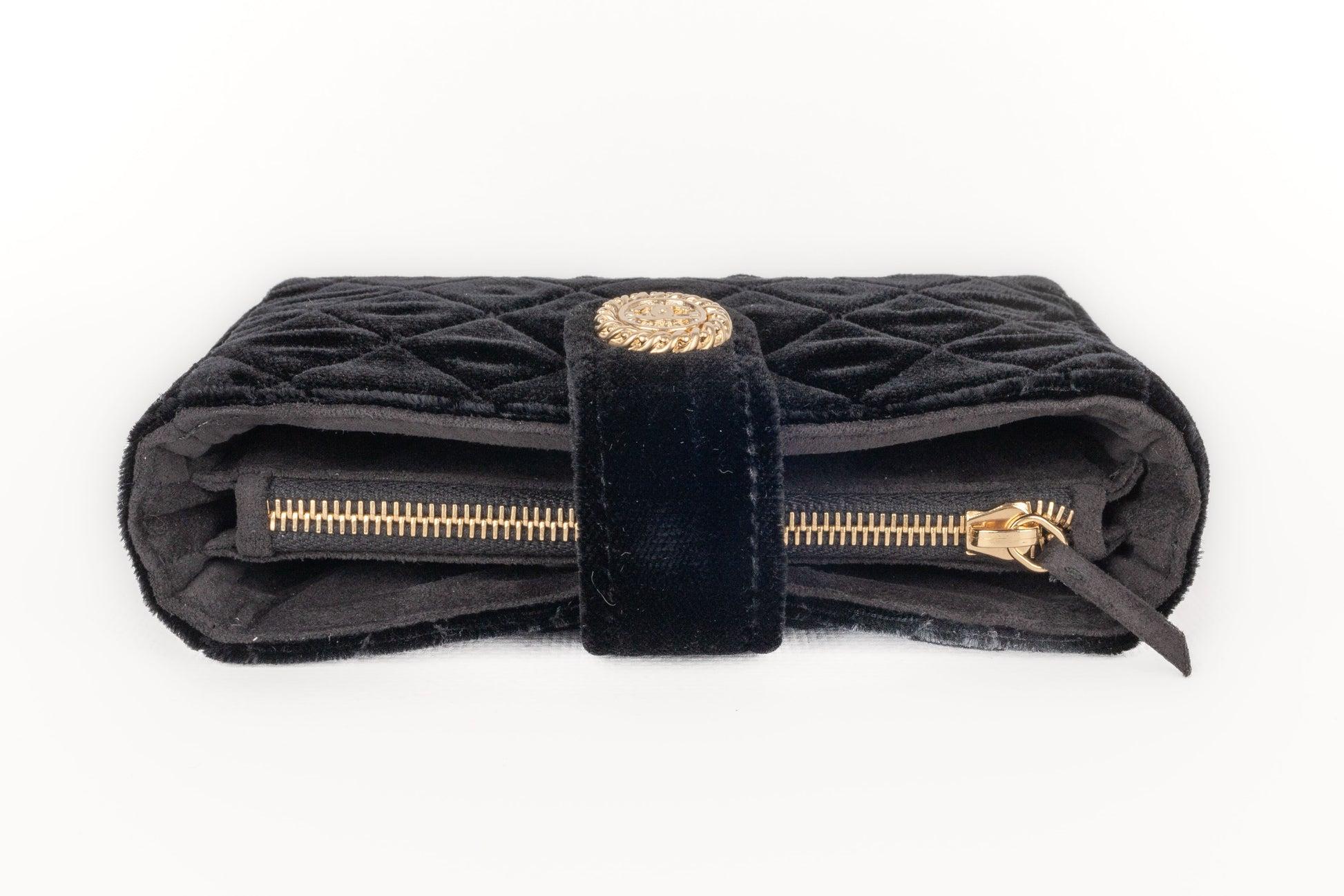 Chanel Black Velvet Handbag with Charm 3