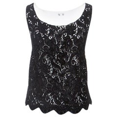 Chanel Black Velvet Lace Sleeveless Top L