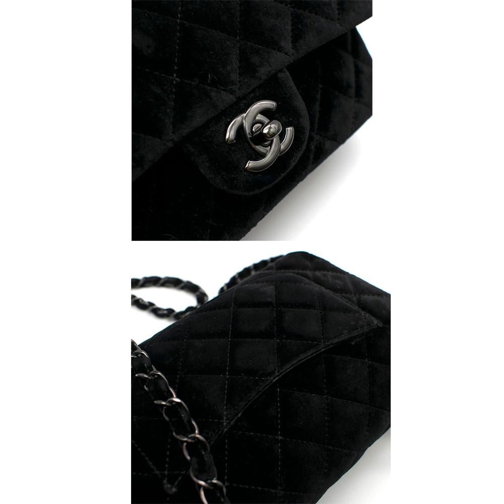 Chanel Black Velvet Mini Flap Bag 20cm In Excellent Condition In London, GB
