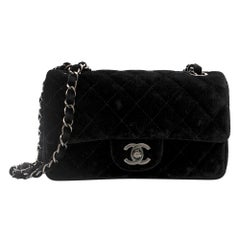 Chanel Black Quilted Velvet Half Flap Micro Q6B02739K8007