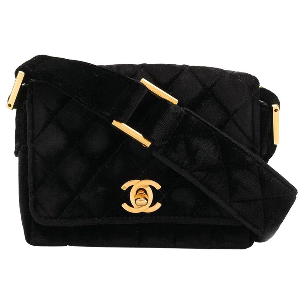 Chanel Black Velvet Mini Shoulder Bag