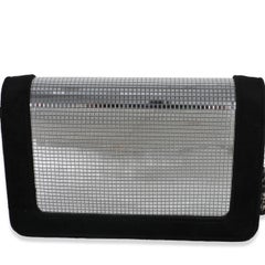 Chanel Black Velvet Mirror Sequin Wallet On Chain Bag