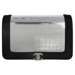 Chanel Black Velvet Mirror Sequin Wallet On Chain Bag