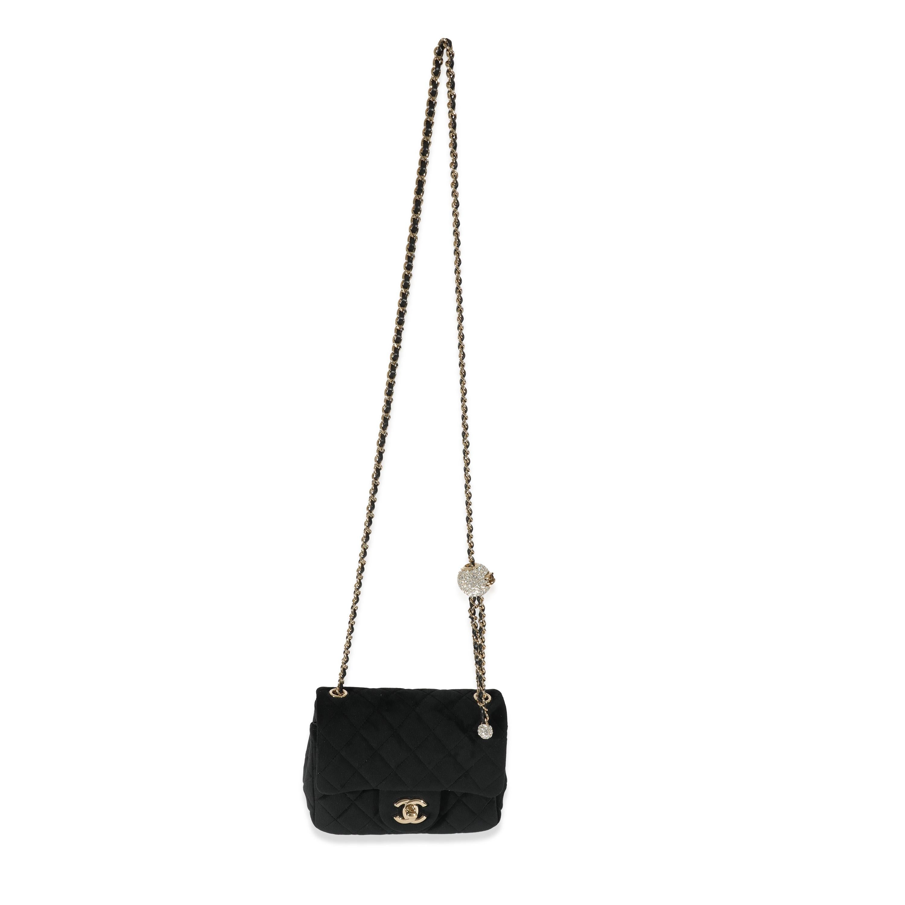 Chanel Black Velvet Pearl Crush Mini Square Flap For Sale 1