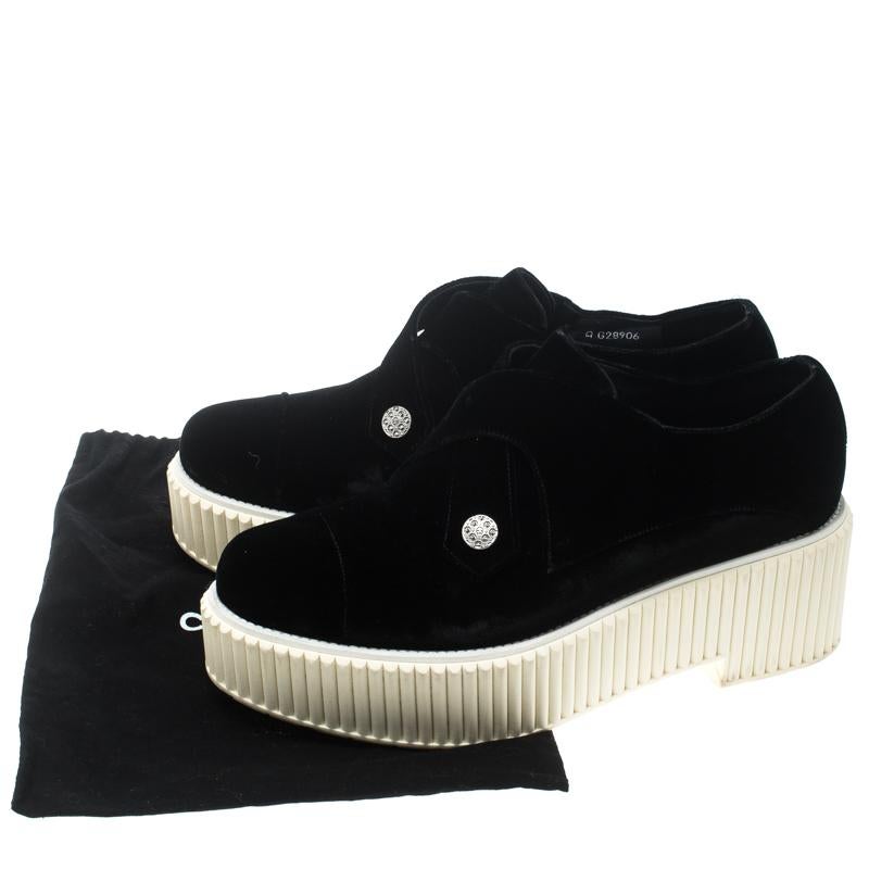 Chanel Black Velvet Platform Sneakers Size 41 1