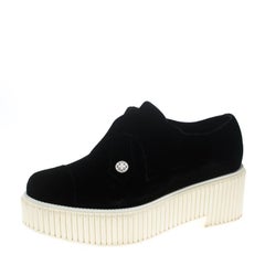 Chanel Black Velvet Platform Sneakers Size 41