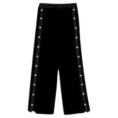 Chanel Black Velvet Popper Button Trousers