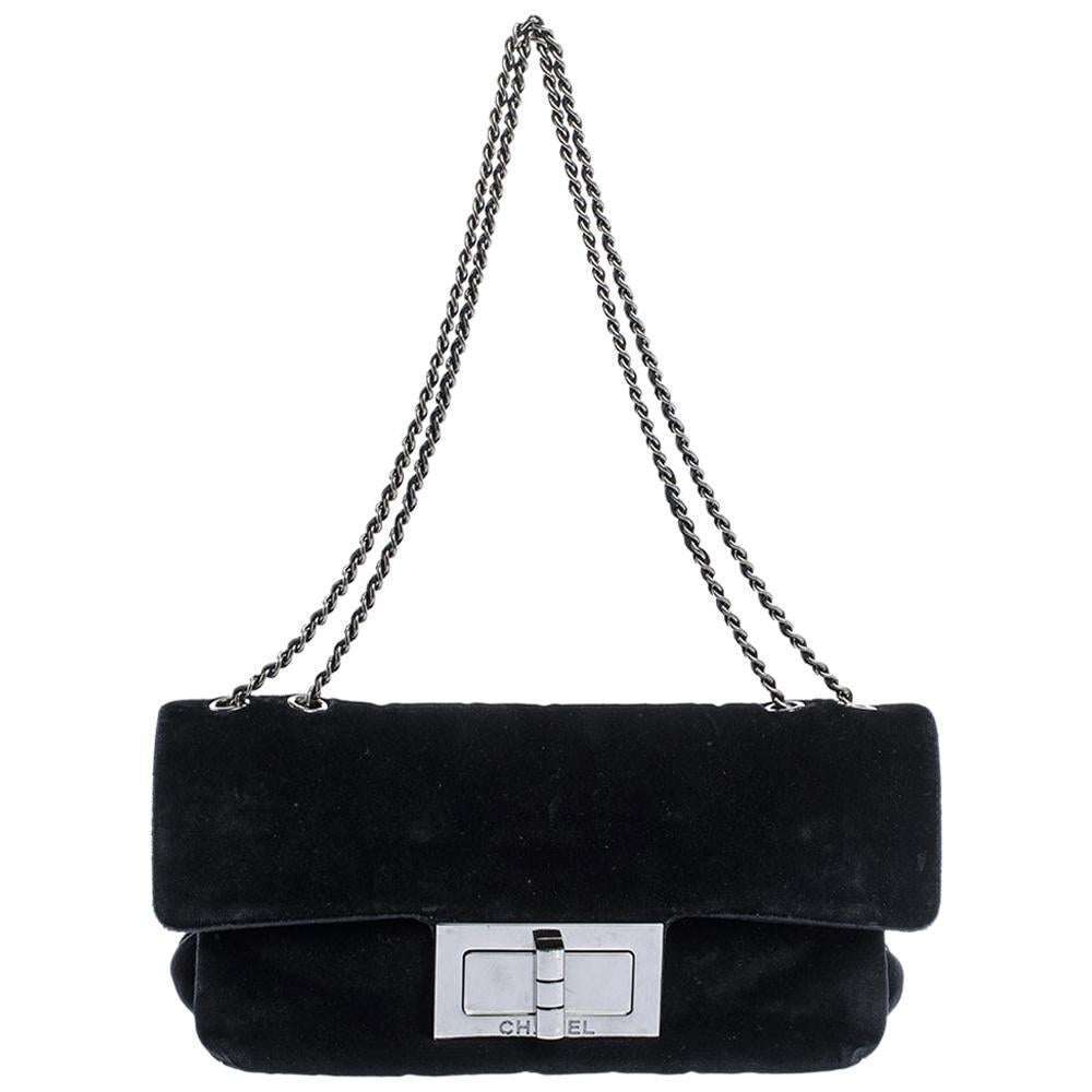 Chanel Black Velvet Reissue Flap Shoulder Bag