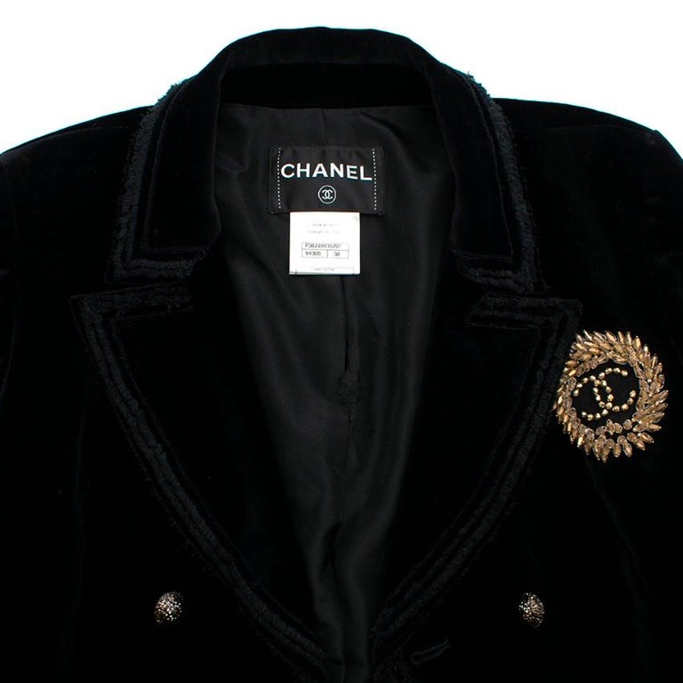Chanel Black Velvet Runway Jacket - Claudia Schiffer S 38 at 1stDibs