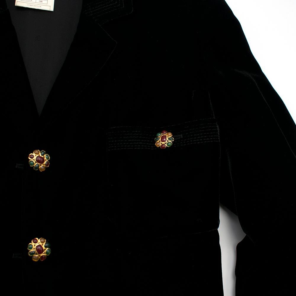 Chanel Black Velvet Runway Longline Coat W/ Jewelled Buttons SIZE S 6